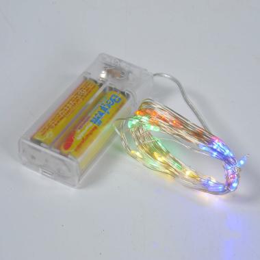 Luci di natale esterno batteria 40 led micro multicolor mt 4 mt