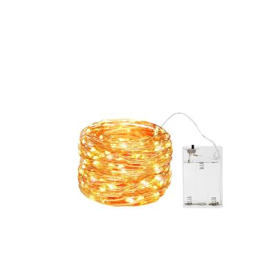 Luci di natale esterno batteria 60 led micro bianco calda mt 6 mt