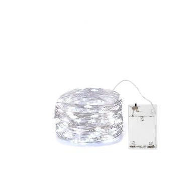 Luci di natale esterno batteria 60 led micro bianco freddo mt 6 mt