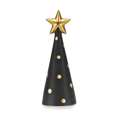Albero di Natale 27 cm nero pois ceramica