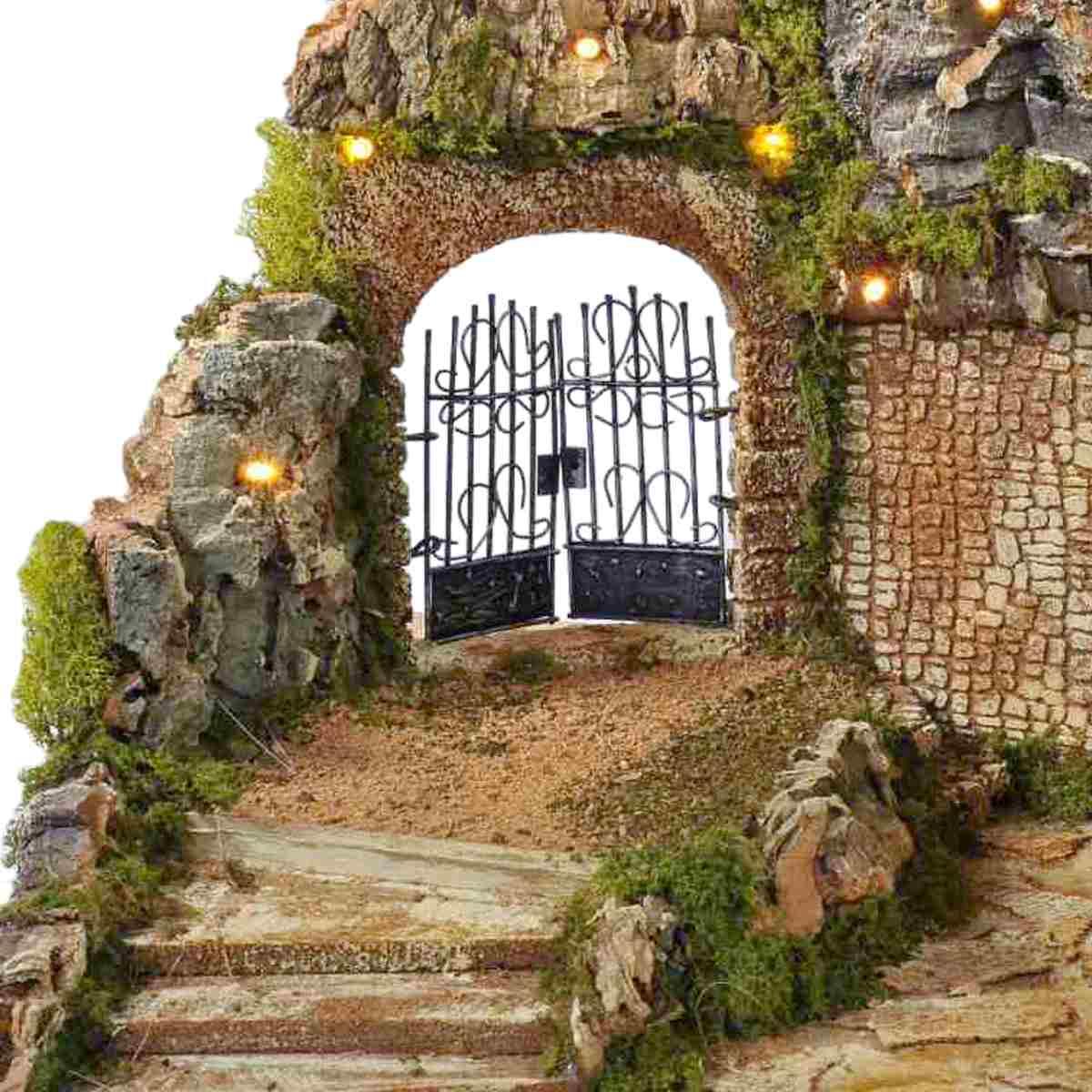 Diorama presepe luci cancello ambientazioni