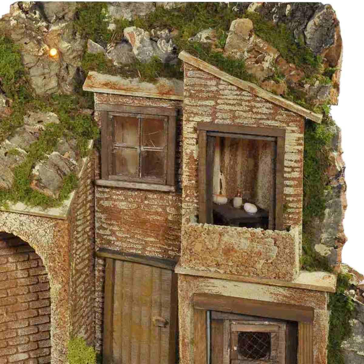 Diorama presepe luci cancello ambientazioni