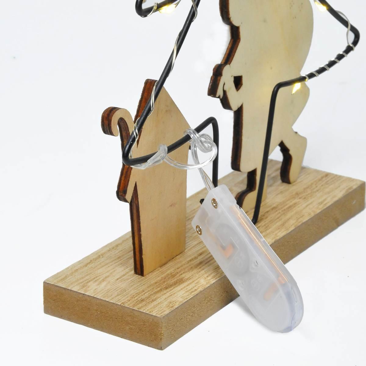 Decorazione natalizia albero legno babbo natale led 14 x 29 cm