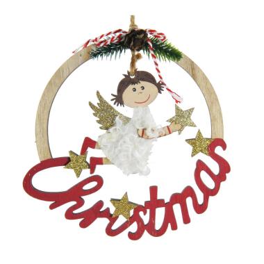 Fuori porta natalizio legno scritta christmas Ø 15 cm