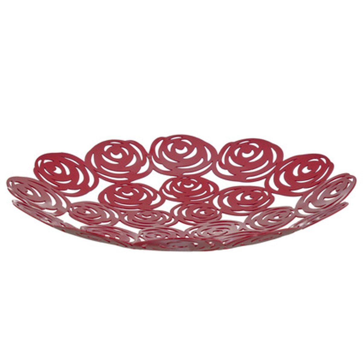 Portafrutta metallo rose rosse