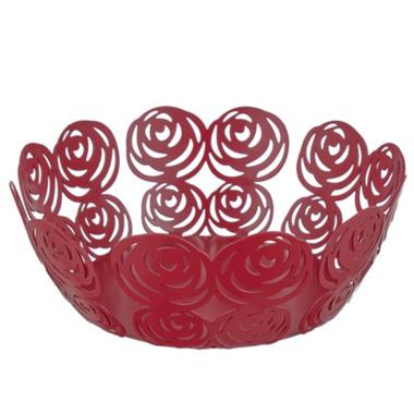 Portafrutta metallo rose rosse