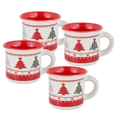Tazzine caffè natalizia natale porcellana Set 4 pz