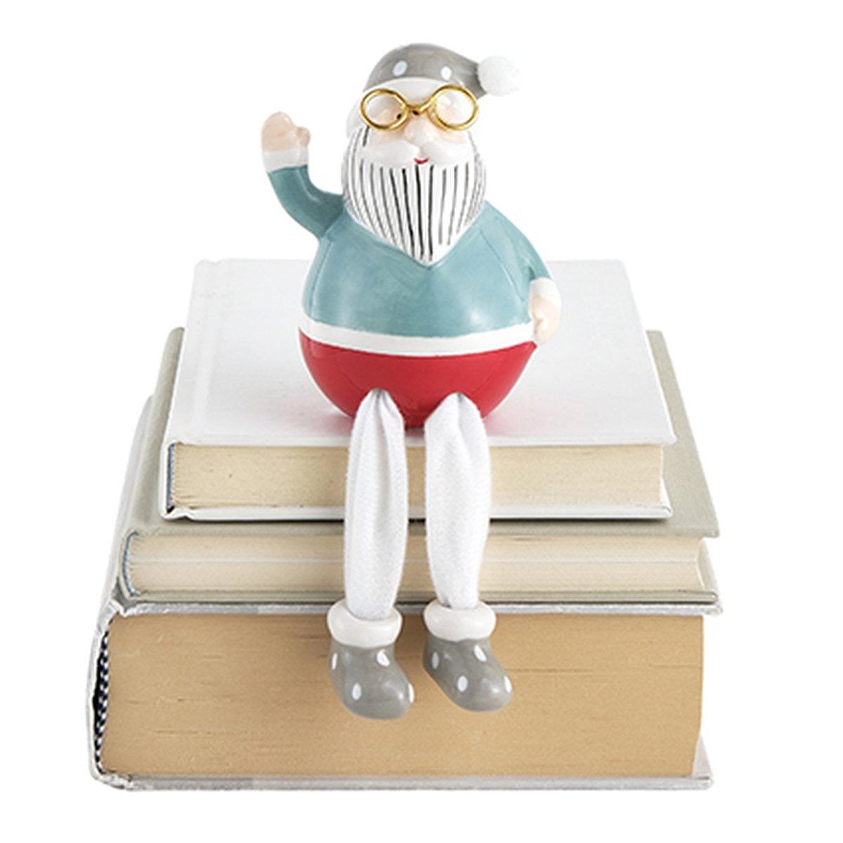 Babbo natale ceramica abito grigio gambe 10 cm