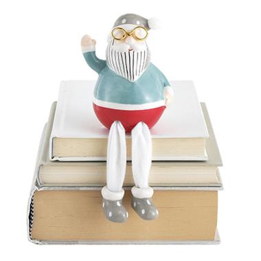 Babbo natale ceramica abito grigio gambe 10 cm