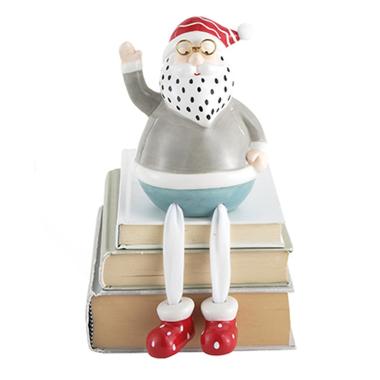 Babbo natale ceramica abito grigio gambe 16 cm