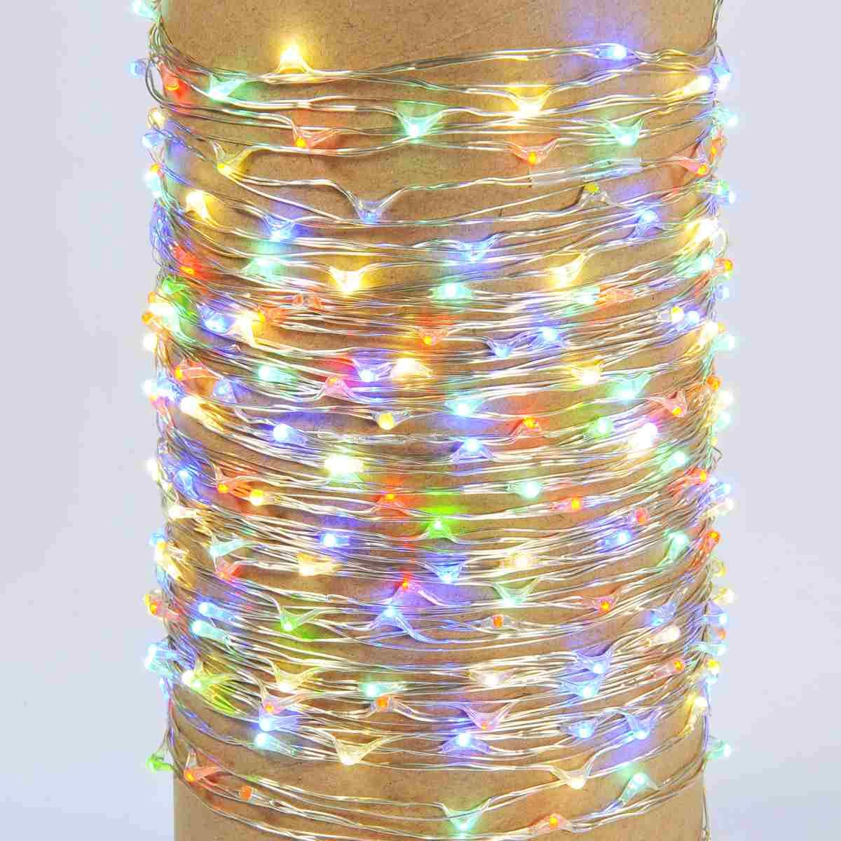 Luci di natale esterno 300 led micro copper multicolor filo rame argento