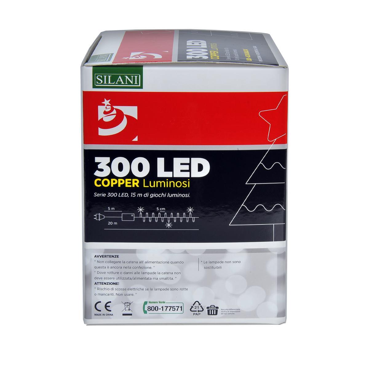 Luci di natale esterno 300 led micro copper multicolor filo rame argento