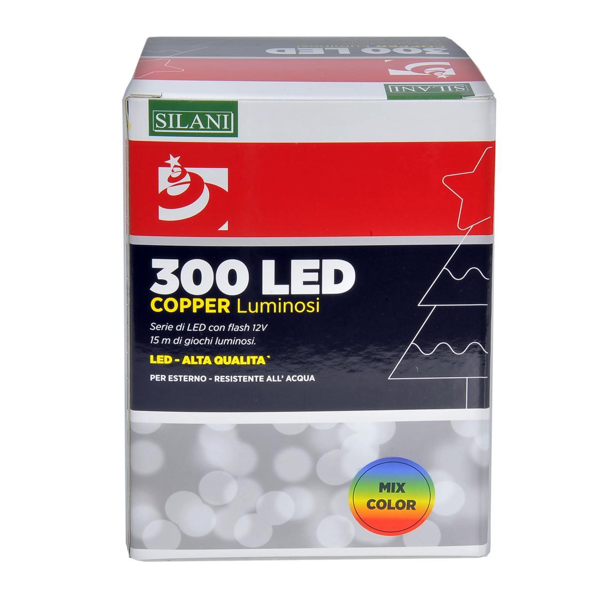 Luci di natale esterno 300 led micro copper multicolor filo rame argento