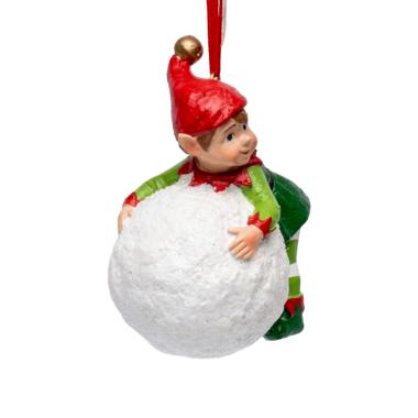 Decorazione natalizia elfo resina su sfera Ø 11 cm