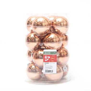 Pallina natalizia vetro bronzo Set 16 pz