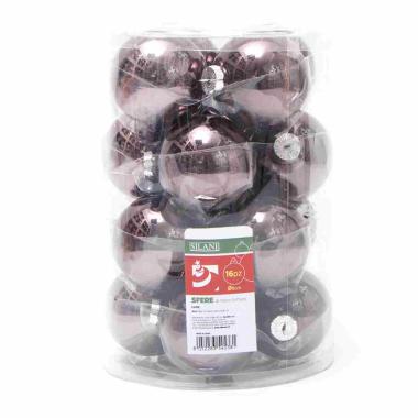 Pallina natalizia vetro grigio fumè lucido Set 16 pz
