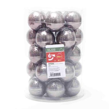 Pallina natalizia vetro grigio fumè lucide Set 30 pz