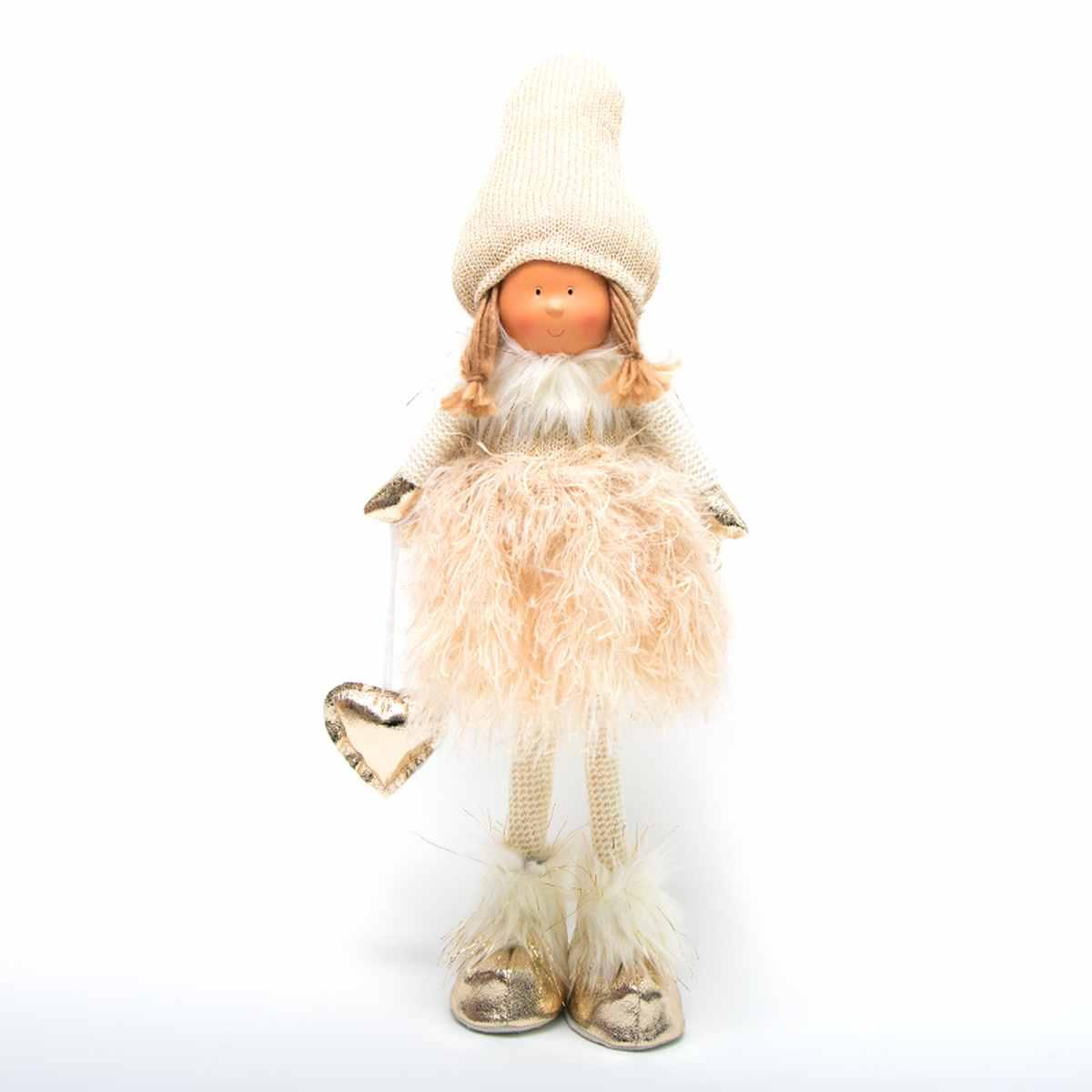Pupazzo natalizio bambina abito bianco 39 cm