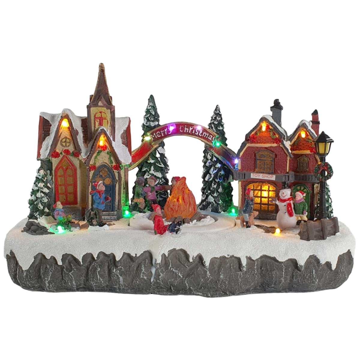 Giostra natalizia villaggio scout luci mov suoni 35 x 19 x 21 cm