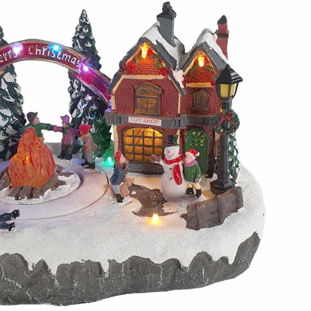 Giostra natalizia villaggio scout luci mov suoni 35 x 19 x 21 cm
