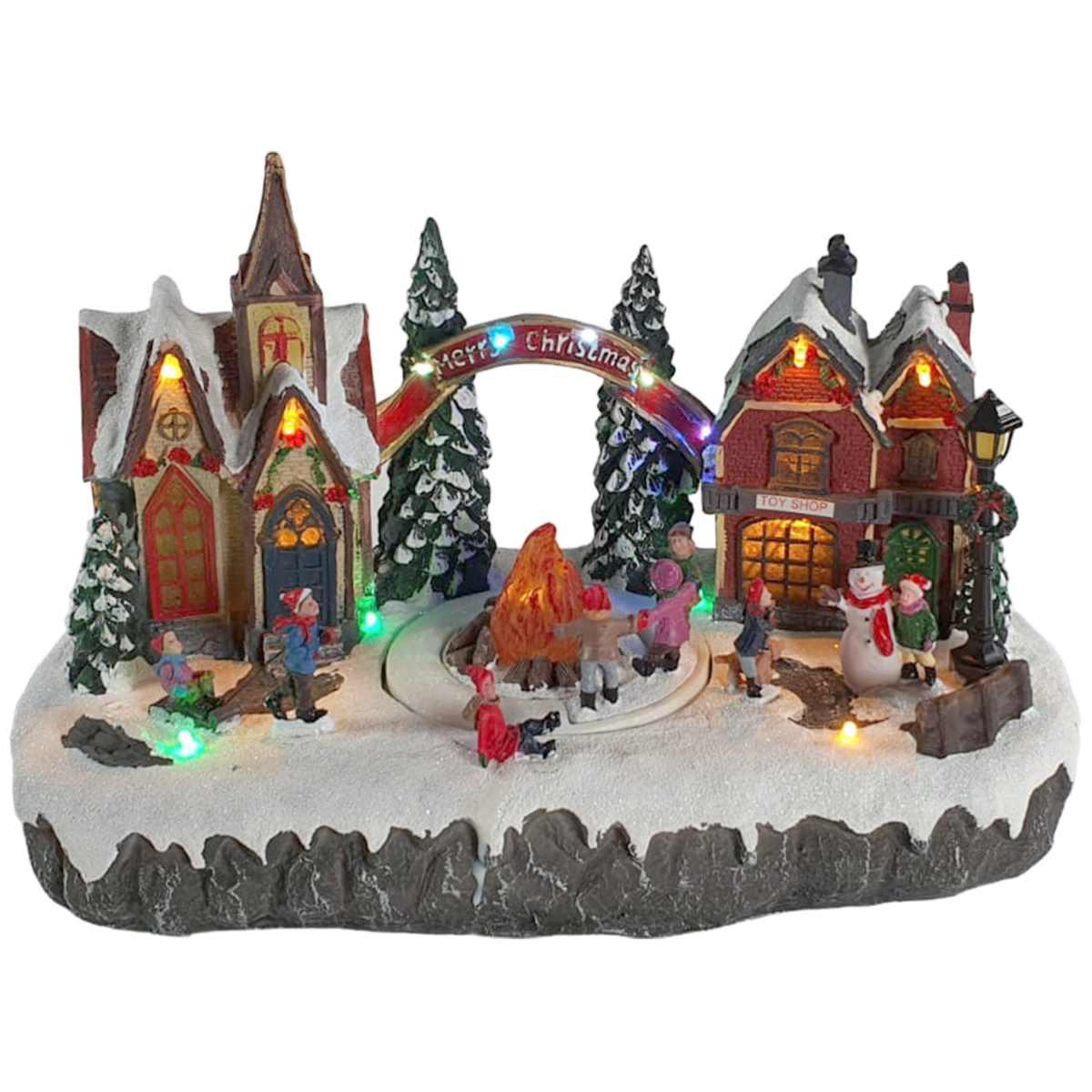 Giostra natalizia villaggio scout luci mov suoni 35 x 19 x 21 cm