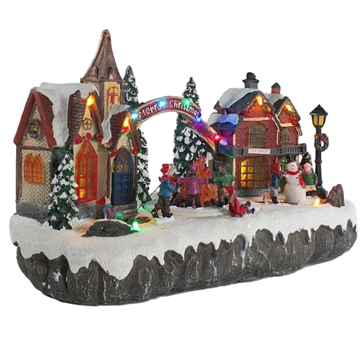 Giostra natalizia villaggio scout luci mov suoni 35 x 19 x 21 cm
