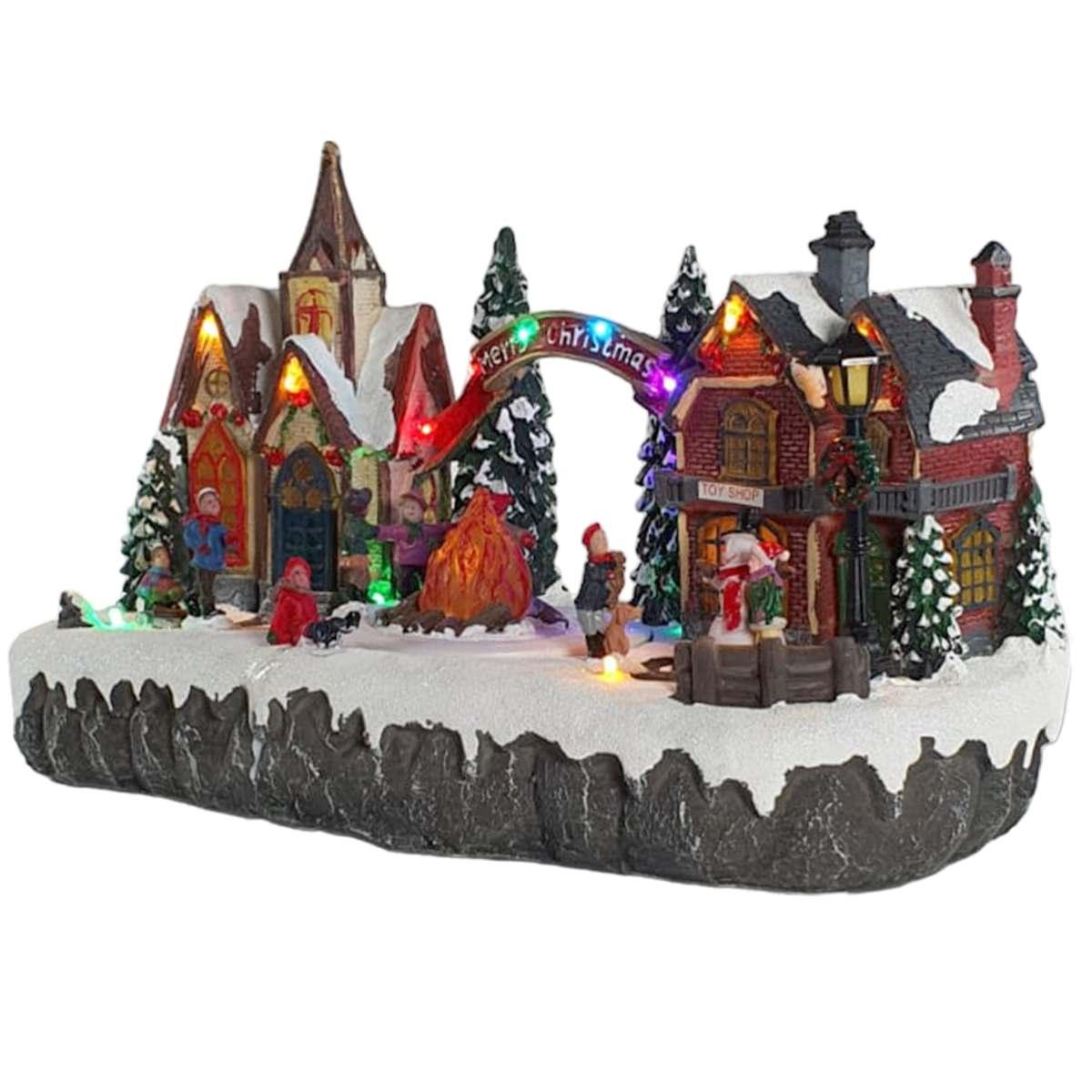 Giostra natalizia villaggio scout luci mov suoni 35 x 19 x 21 cm