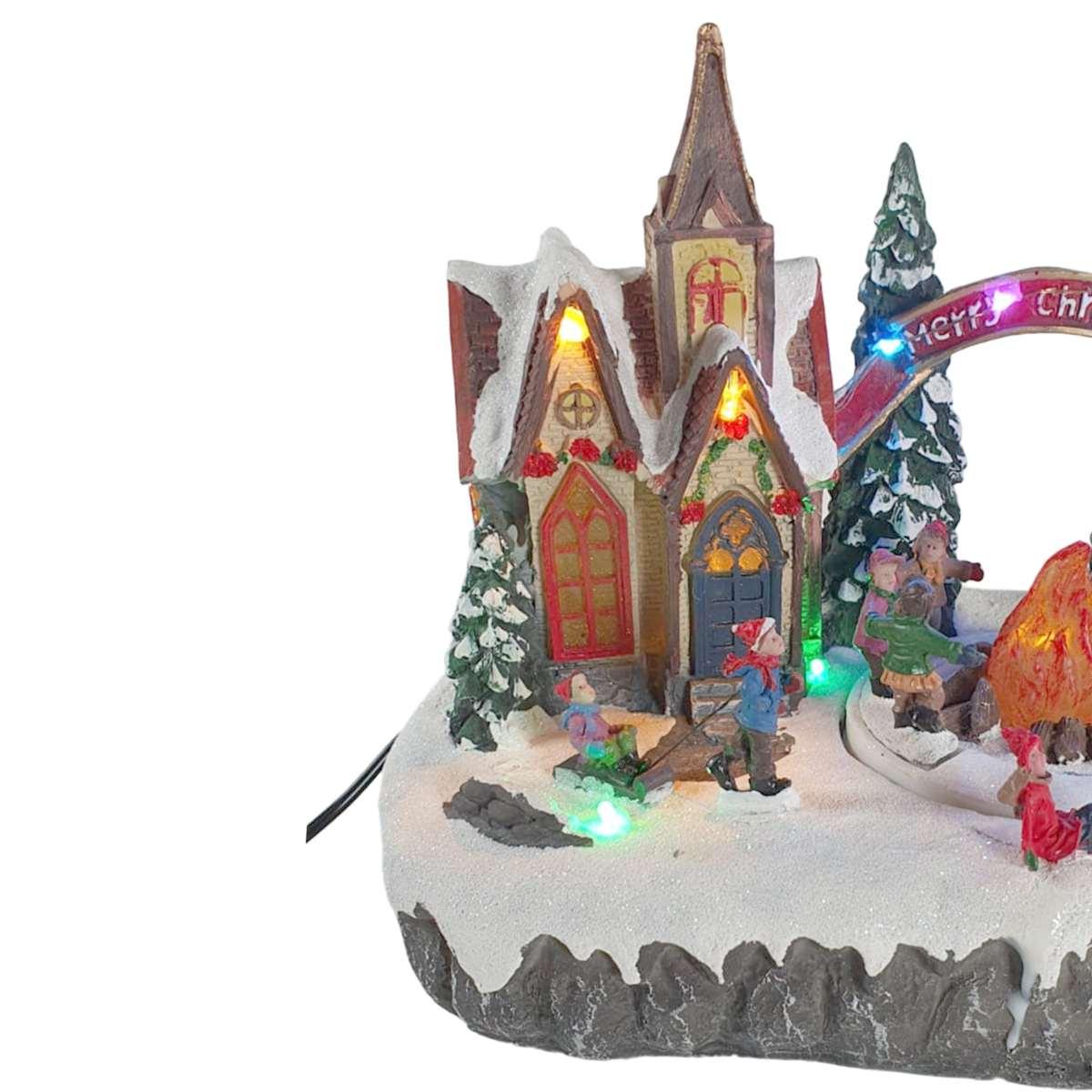 Giostra natalizia villaggio scout luci mov suoni 35 x 19 x 21 cm