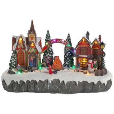 Giostra natalizia villaggio scout luci mov suoni 35 x 19 x 21 cm