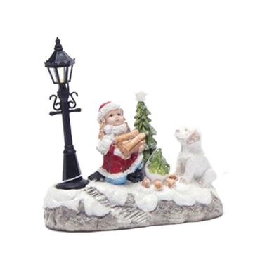 Giostra natalizia bambina albero lampione cagnolino 14 x 5,5 x 15 cm
