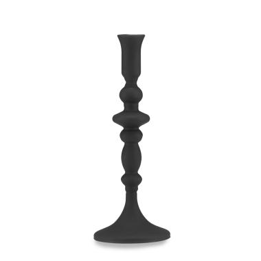 Candeliere 1 posto candela vetro nero opaco 26 cm