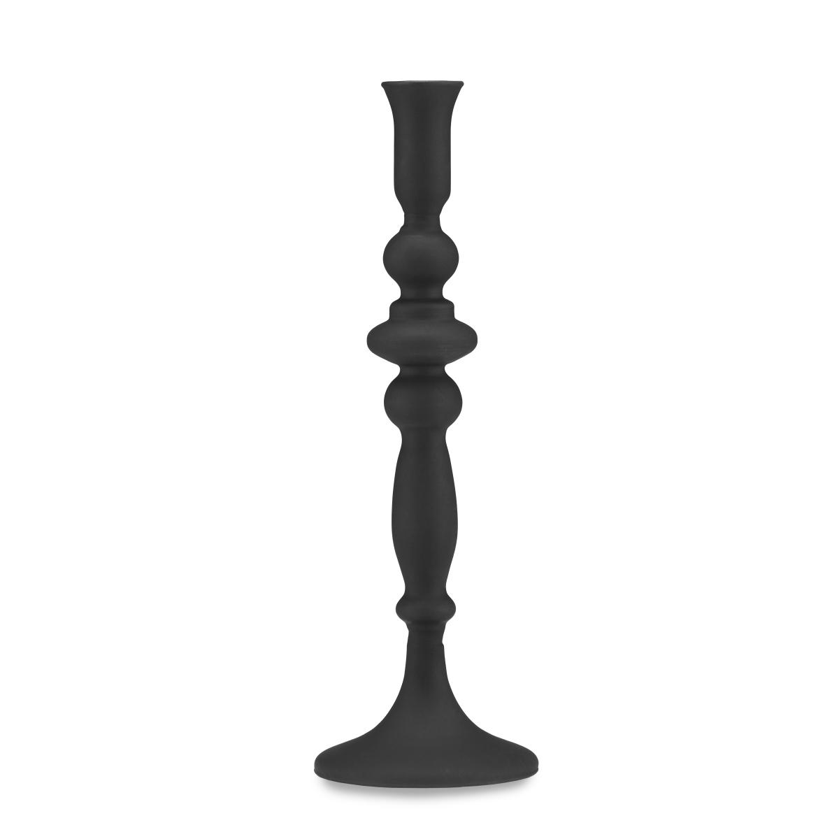 Candeliere 1 posto candela vetro nero opaco 30 cm