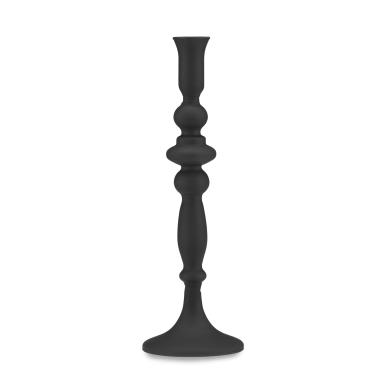 Candeliere 1 posto candela vetro nero opaco 30 cm