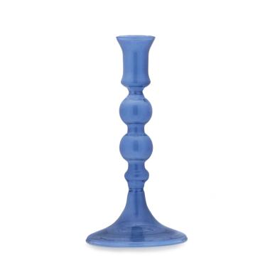 Candeliere 1 posto candela vetro azzurro 20 cm