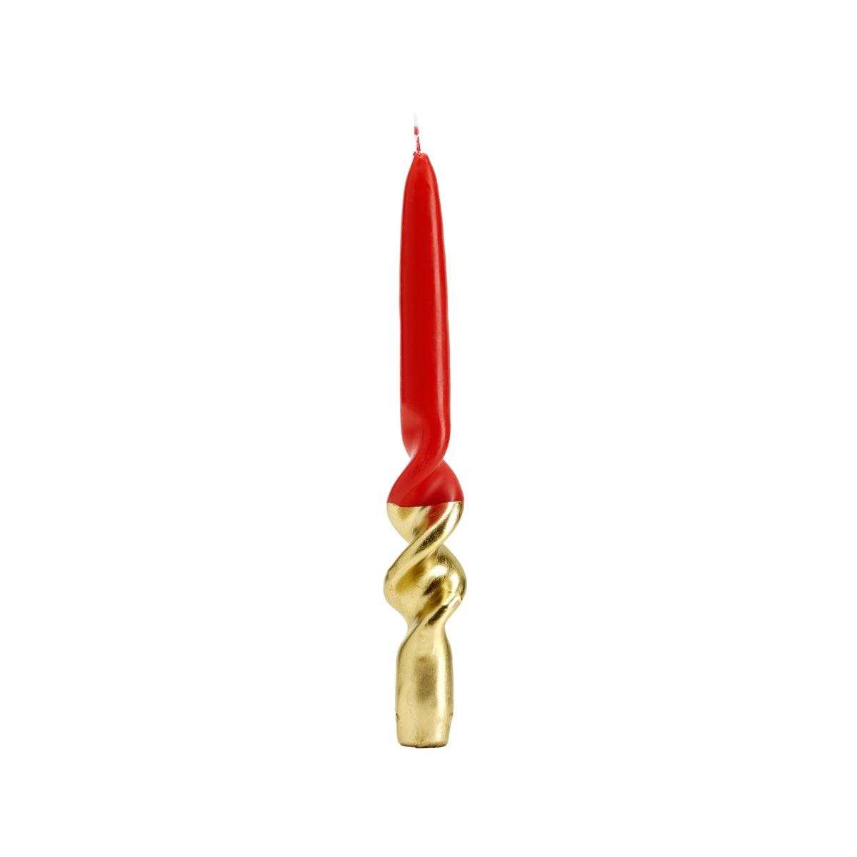 Candela tortiglione oro rossa Set 4 pz