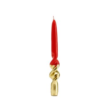 Candela tortiglione oro rossa Set 4 pz