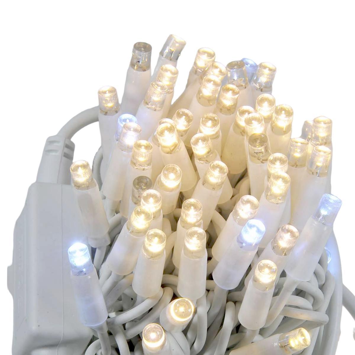 Luci di natale esterno 100 led professionali bianco caldo flash prolungabili 11,5 mt