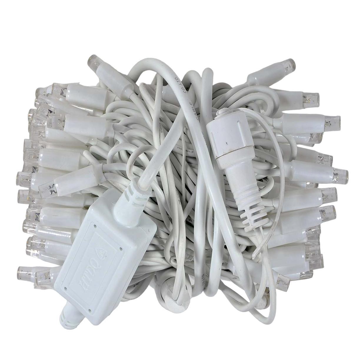 Luci di natale esterno 100 led professionali bianco caldo flash prolungabili 11,5 mt