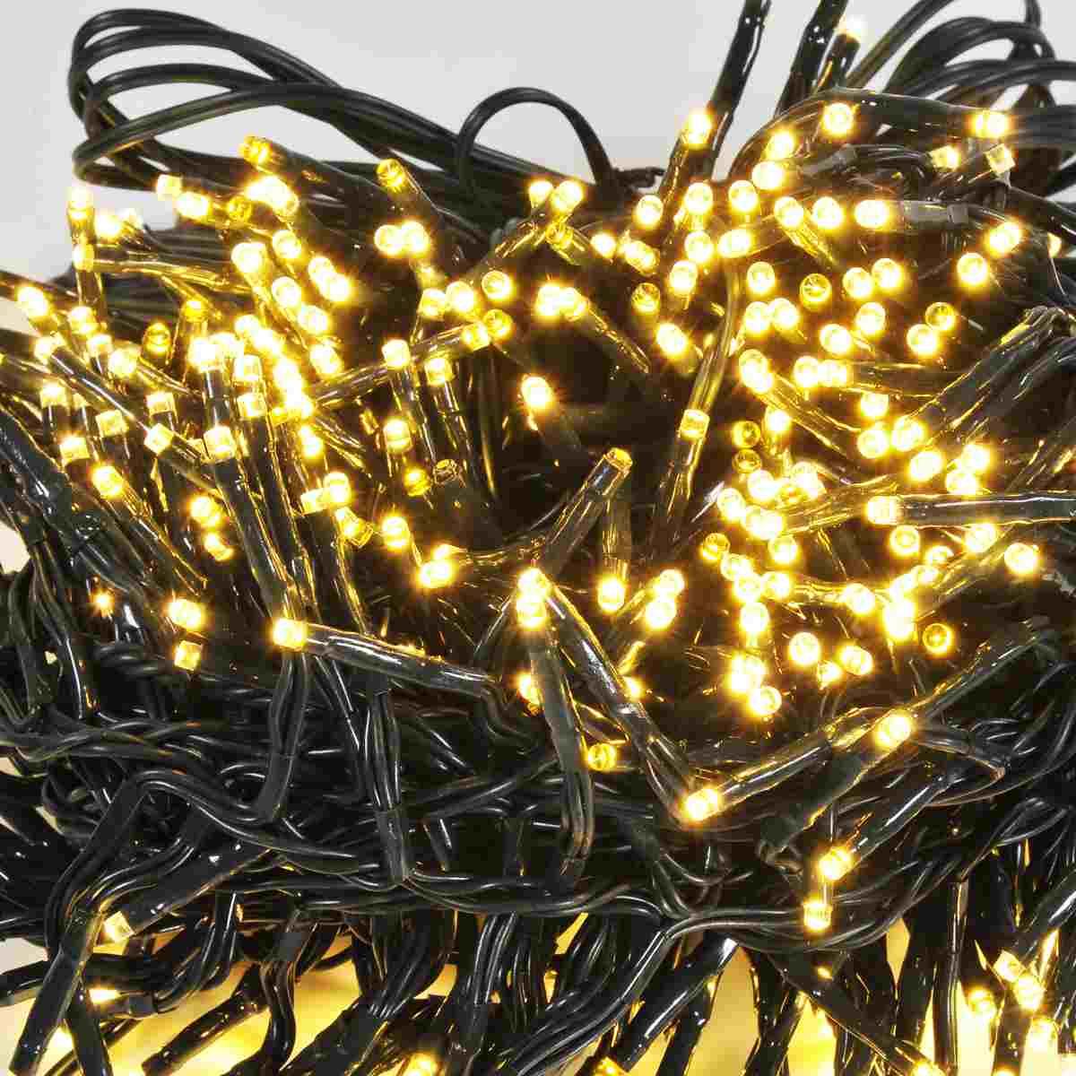 Luci di natale esterno 384 led cluster bianco caldo prolungabile mt 13 mt