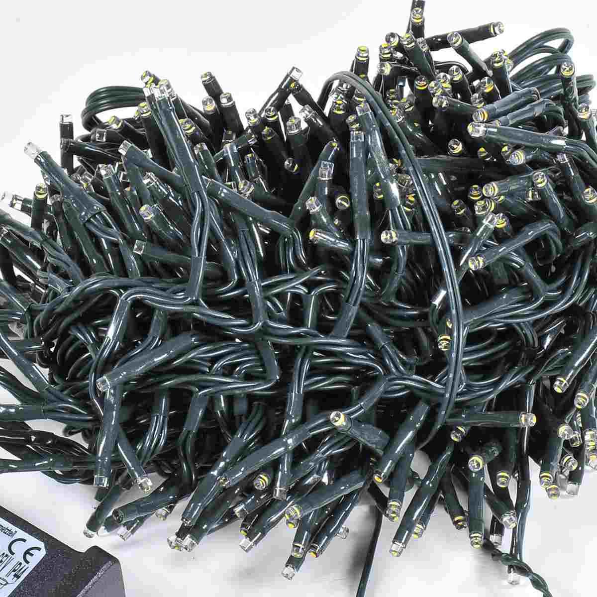 Luci di natale esterno 384 led cluster bianco caldo prolungabile mt 13 mt
