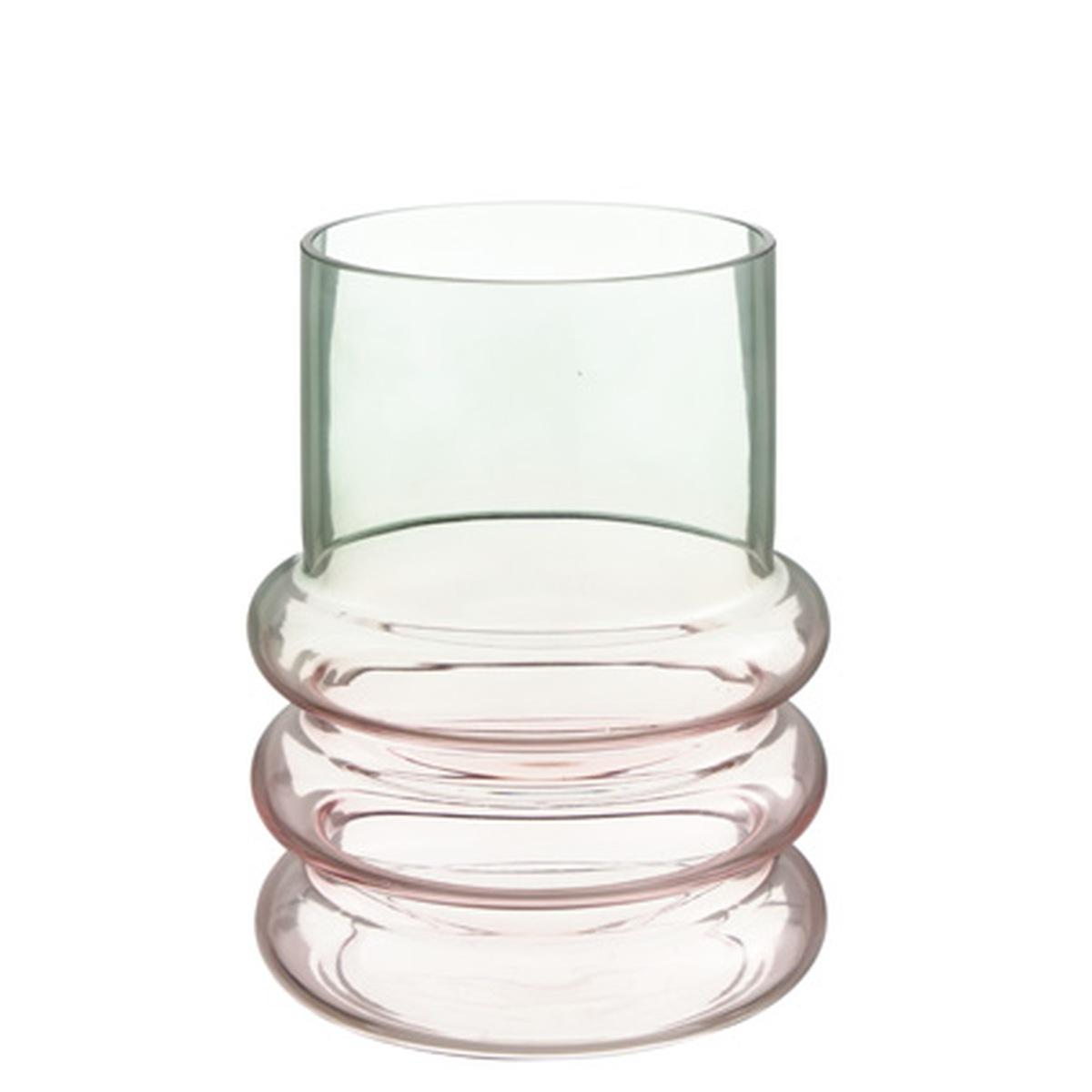 Vaso vetro sagomato rosa azzurro 15 x 20 cm