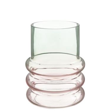 Vaso vetro sagomato rosa azzurro 15 x 20 cm