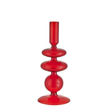 Candeliere 1 posto candela vetro rosso sagomato 8,5 cm