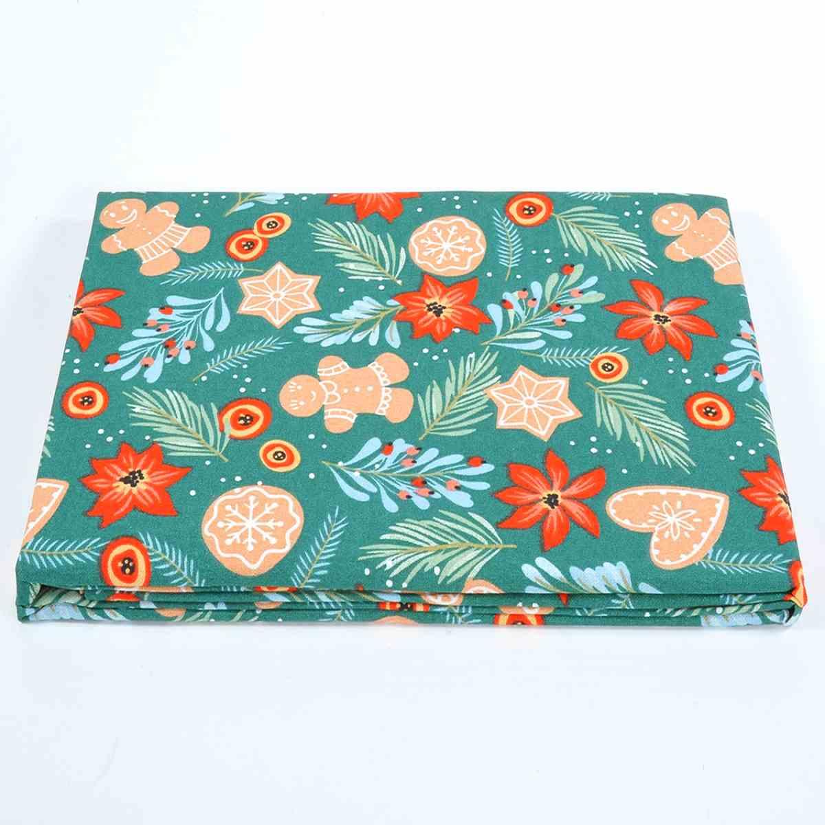 Tovaglia natalizia cotone fantasia dolcetti 160 x 300 cm