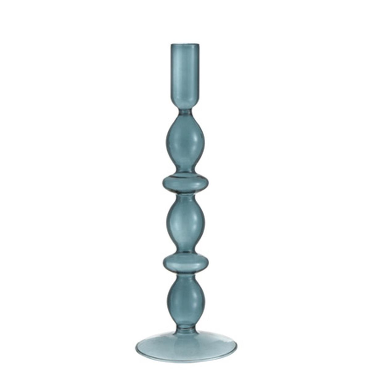 Candeliere 1 posto candela vetro azzurro sagomato 8,5 cm