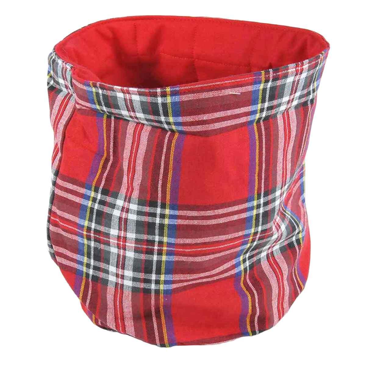 Porta pane natalizio tessuto rosso tartan 18 x 23 cm