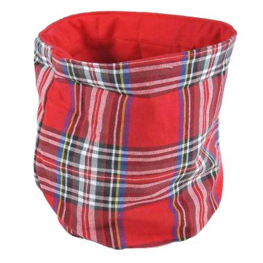 Porta pane natalizio tessuto rosso tartan 18 x 23 cm