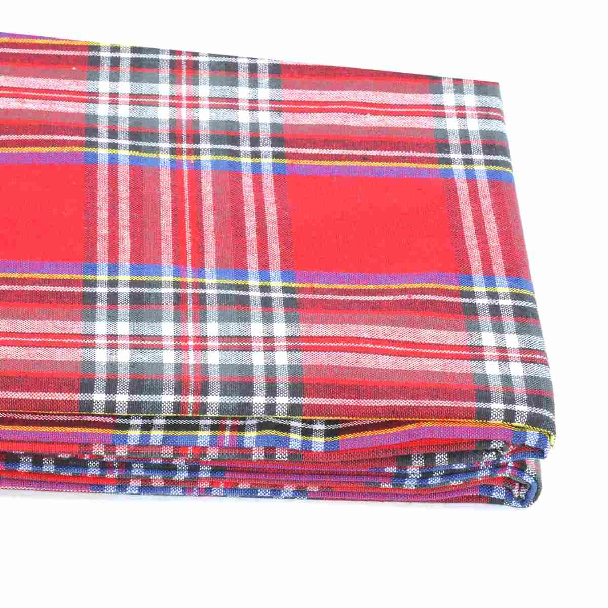 Tovaglia natalizia cotone fantasia tartan rosso 180 x 180 cm