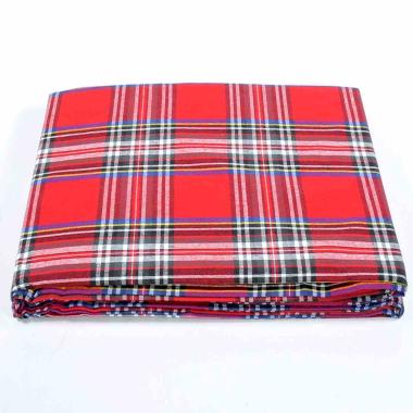 Tovaglia natalizia cotone fantasia tartan rosso 180 x 180 cm