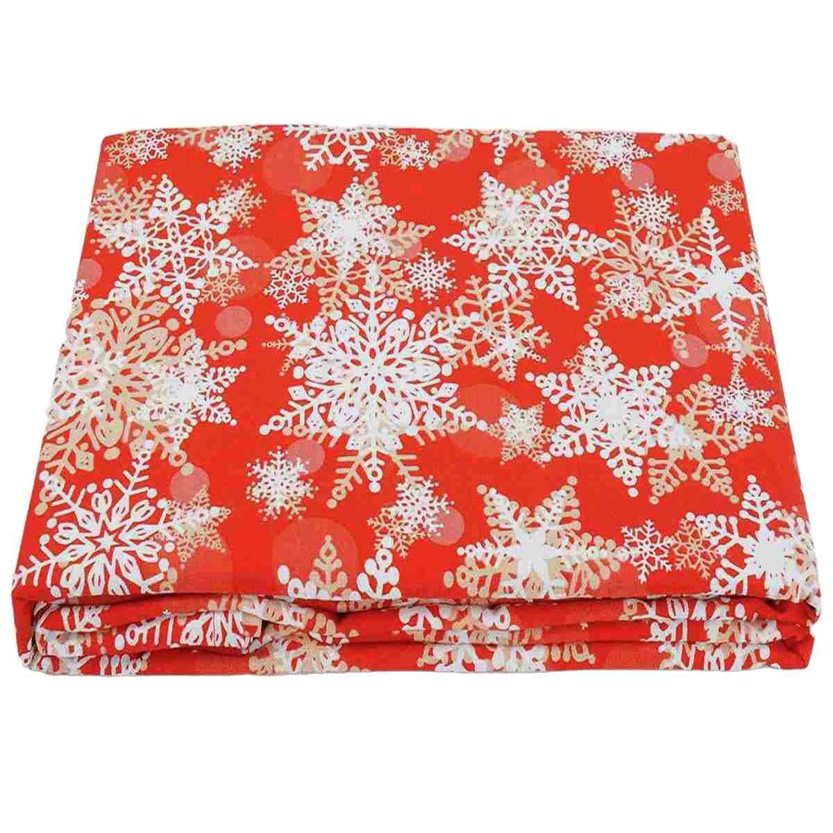 Tovaglia natalizia cotone fantasia fiocchi di neve 140 x 180 cm